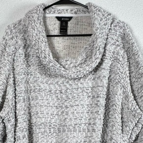 Ali Miles Womens Fringed Textured Sweater Cowl Neck 3/4 Sleeve Plus Size 3X - Picture 3 of 7
